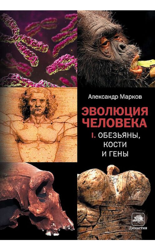Обложка книги «Обезьяны, кости и гены» автора Александра Маркова издание 2011 года. ISBN 9785271362934.
