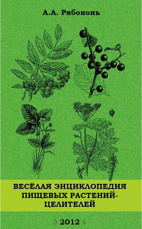 Обложка книги «Веселая энциклопедия пищевых растений-целителей» автора Андрейа Рябоконя издание 2012 года.