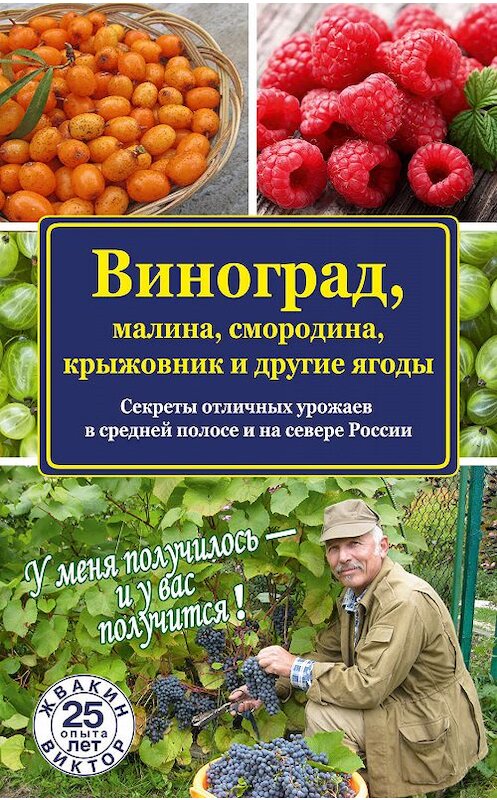 Обложка книги «Виноград, малина, смородина, крыжовник и другие ягоды» автора Виктора Жвакина издание 2015 года. ISBN 9785170857135.