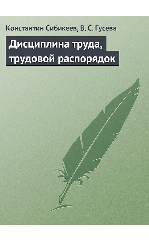 Обложка книги «Дисциплина труда, трудовой распорядок» автора  издание 2009 года.