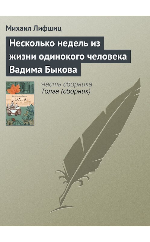 Обложка книги «Несколько недель из жизни одинокого человека Вадима Быкова» автора Михаила Лифшица.