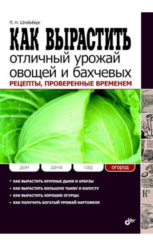 Обложка книги «Как вырастить отличный урожай овощей и бахчевых. Рецепты, проверенные временем» автора Павела Штейнберга издание 2011 года. ISBN 9785977507080.