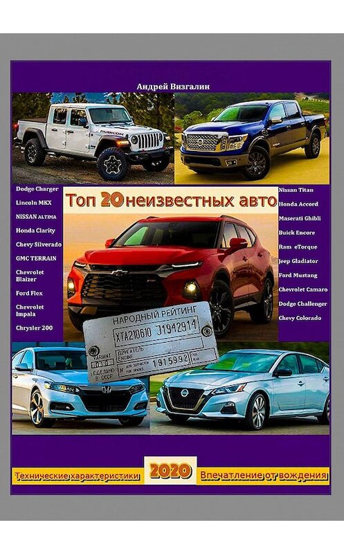 Обложка книги «Топ-20 неизвестных авто» автора Андрея Визгалина. ISBN 9785449880529.
