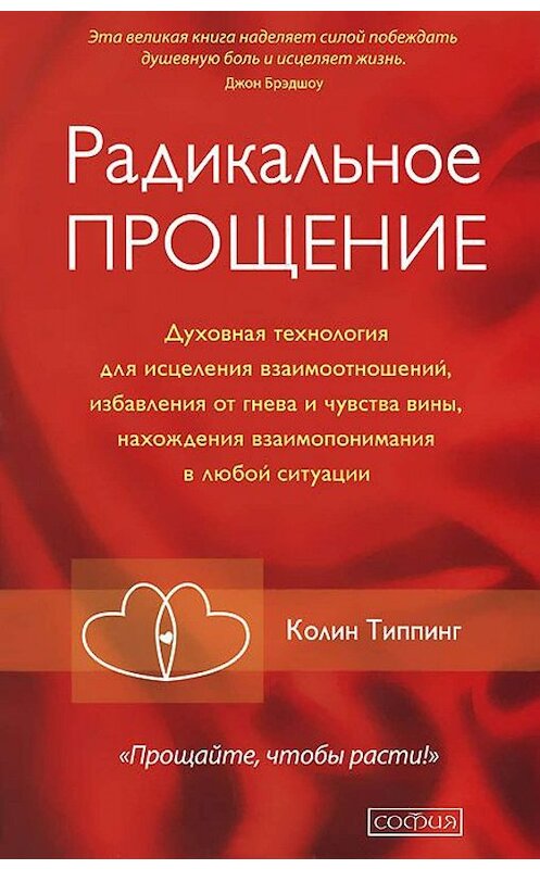 Обложка книги «Радикальное Прощение. Духовная технология для исцеления взаимоотношений, избавления от гнева и чувства вины, нахождения взаимопонимания в любой ситуации» автора Колина Типпинга издание 2009 года. ISBN 9785906686817.