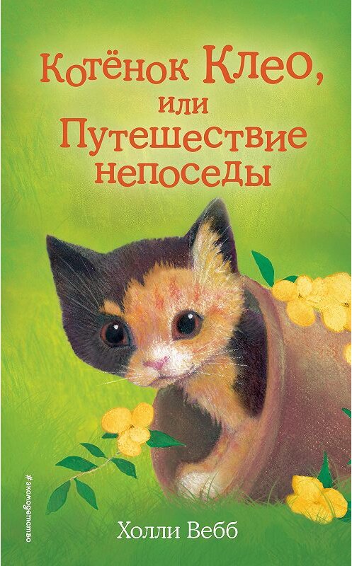 Обложка книги «Котёнок Клео, или Путешествие непоседы» автора Холли Вебба. ISBN 9785040908400.