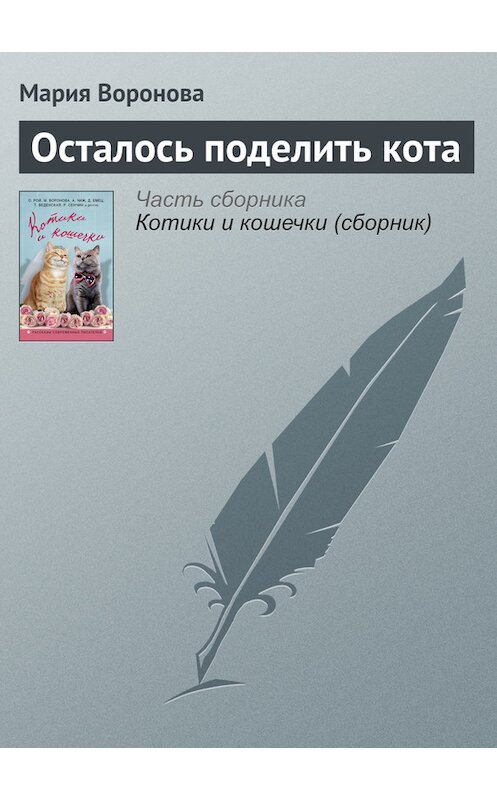 Обложка книги «Осталось поделить кота» автора Марии Вороновы издание 2016 года. ISBN 9785699884988.
