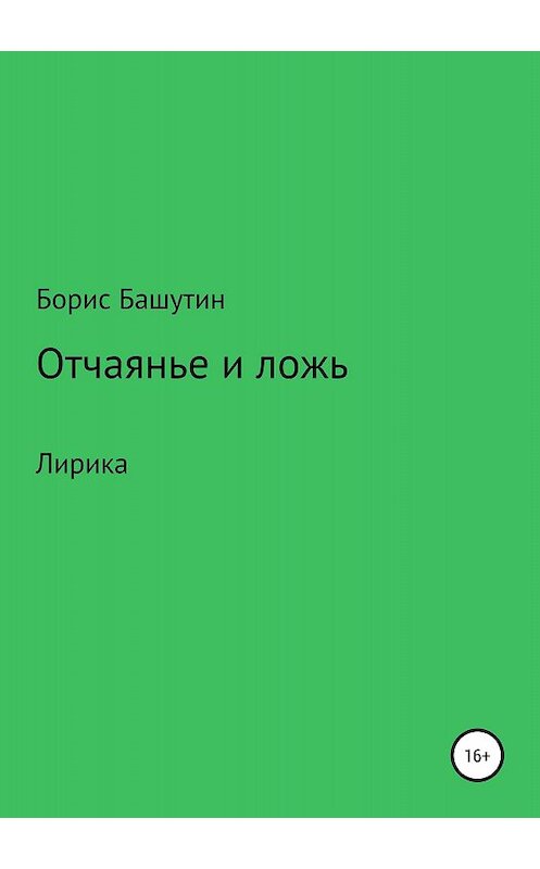 Обложка книги «Отчаянье и ложь» автора Бориса Башутина издание 2018 года.