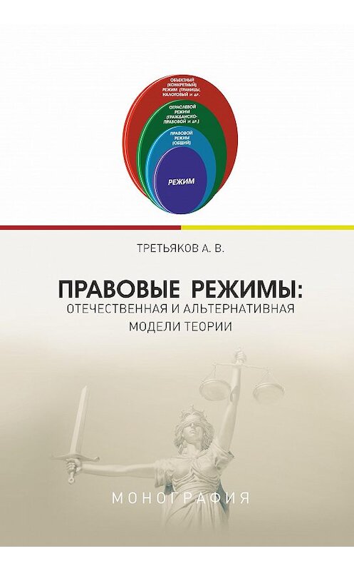 Обложка книги «Правовые режимы: отечественная и альтернативная модели теории» автора Алексея Третьякова издание 2020 года. ISBN 9785604436370.