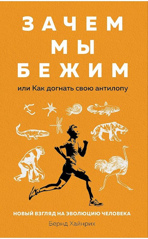 Обложка книги «Зачем мы бежим, или Как догнать свою антилопу. Новый взгляд на эволюцию человека» автора Берндта Хайнриха издание 2020 года. ISBN 9785389184749.