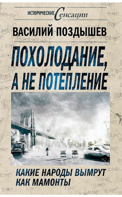 Обложка книги «Похолодание, а не потепление. Какие народы вымрут как мамонты» автора Василия Поздышева издание 2014 года. ISBN 9785443806518.